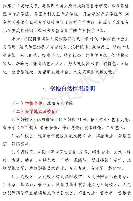 2021年沈阳音乐学院本科专业招生简章